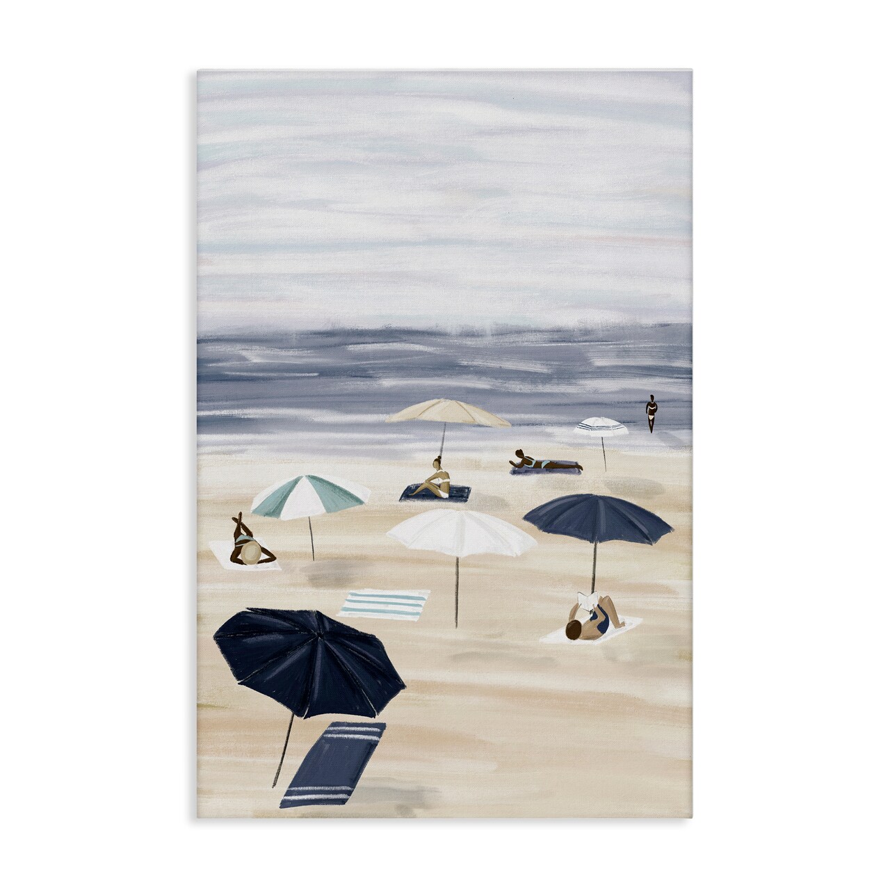 Stupell Industries Beachgoers with Umbrellas Canvas Wall Art Design by JJ Design House LLC